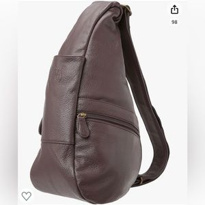 Real genuine leather brown crossbody purse